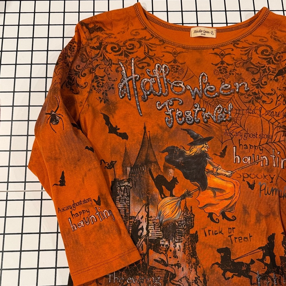 Spooky Halloween Festival Women's Top - Orange - Picture 3 of 9